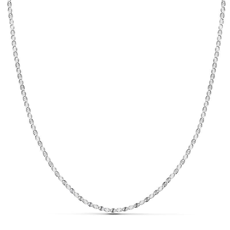 18K Cadena Maciza Diamantada Oro Blanco 40 cm 1.5 mm