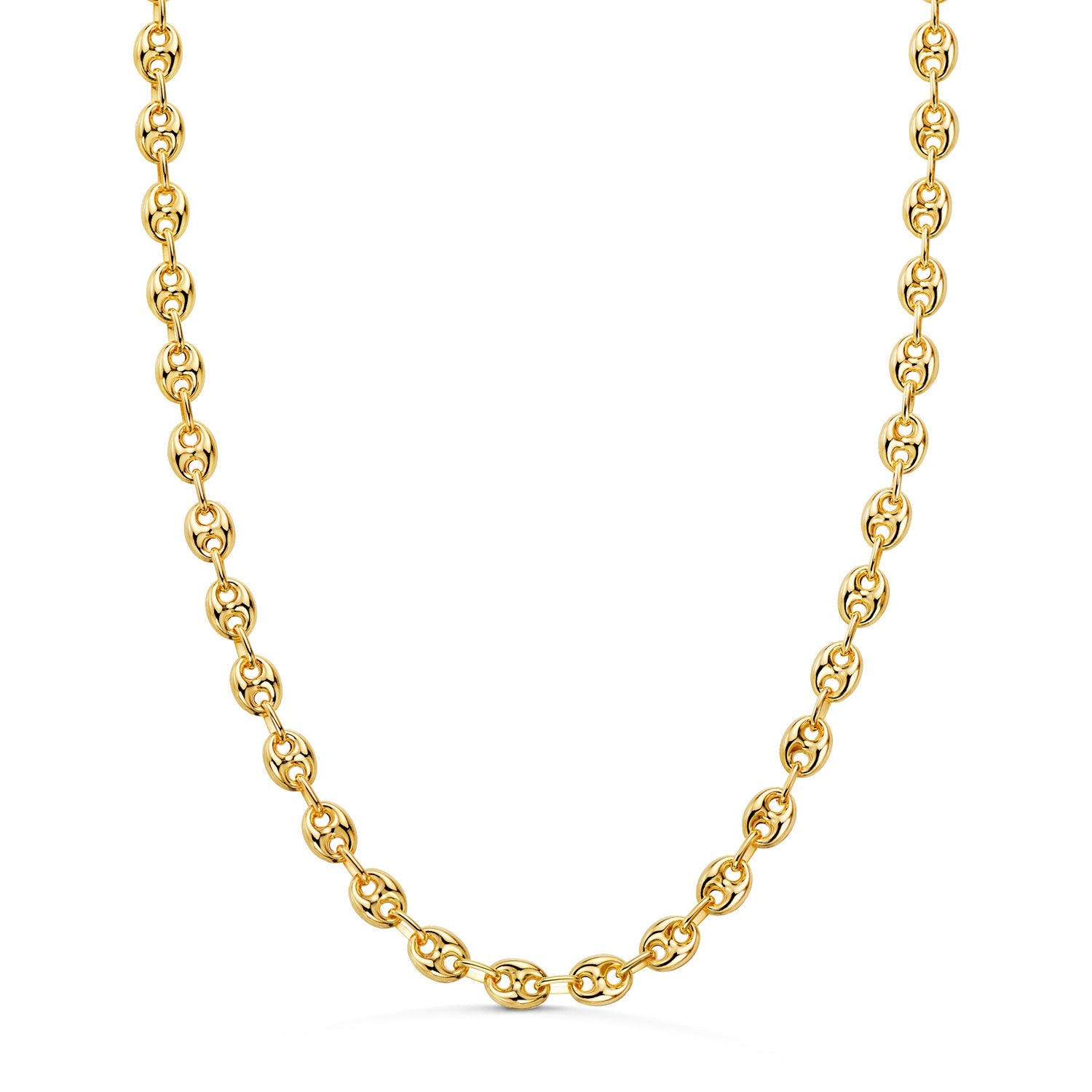 18K Yellow Gold Hollow Calabrote Chain Width: 8x6mm. Length: 60 cm