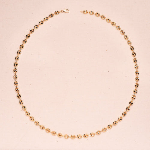 18K Cadena Oro Amarillo Calabrote Hueca Ancho: 8x6mm. Largo: 60 cm