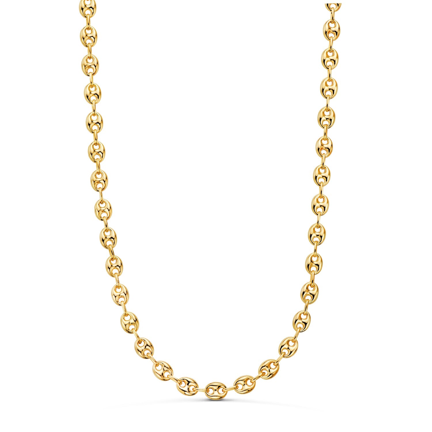 18K Cadena Oro Amarillo Calabrote Hueca Ancho: 6,5x5mm. Largo: 60 cm