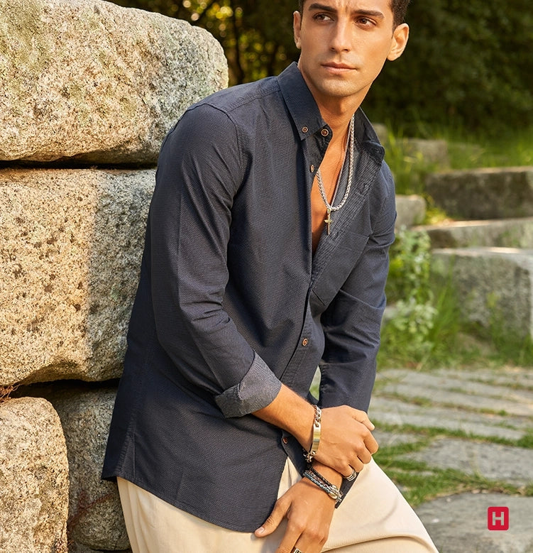 Men's Steel Leather Black Style Bracelet