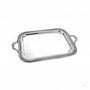 Bandeja rectangular Imperio Perlinato de plata de ley 925 con borde de gallones y asas