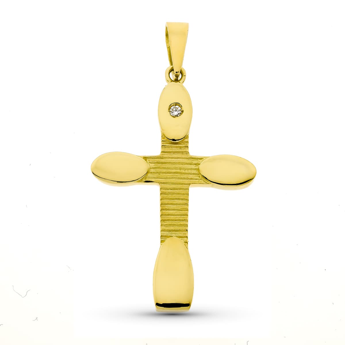 18K Yellow Gold Cross Cubic Zirconia 34x22 mm