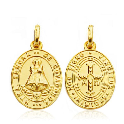 18K Medal Scapular Virgin of Covadonga and Cross of Victory 20x14 mm