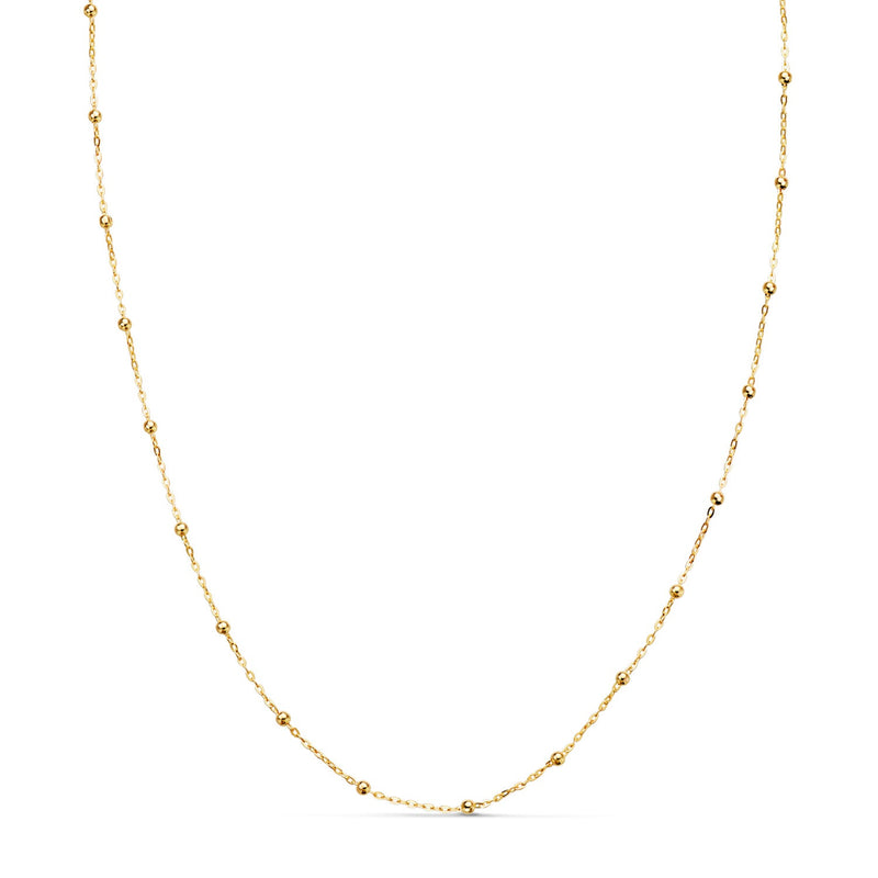 18K Cadena Oro Amarillo Forzada Con Bolas De 1,3 mm. Ancho: 0,5 mm Largo: 40 cm