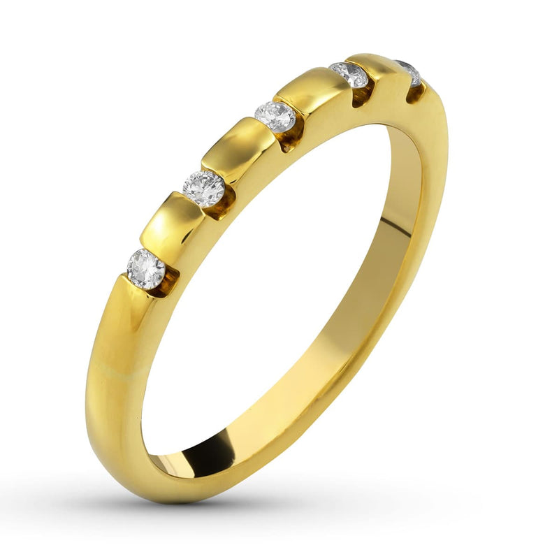 18K Sortija Oro Amarillo Diamantes Talla Brillante 0.025  Qts.