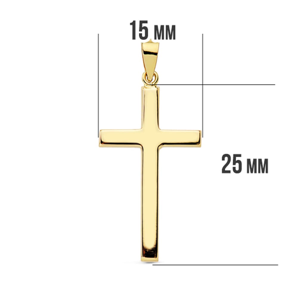 18K Smooth Cross Rectangular Stick. 27x15 mm