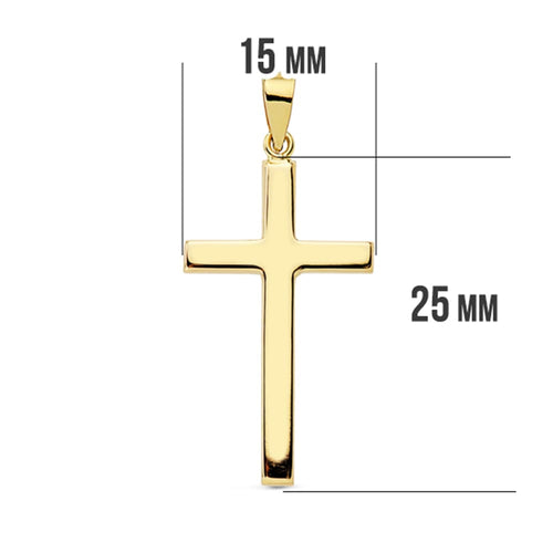 18K Smooth Cross Rectangular Stick. 27x15mm