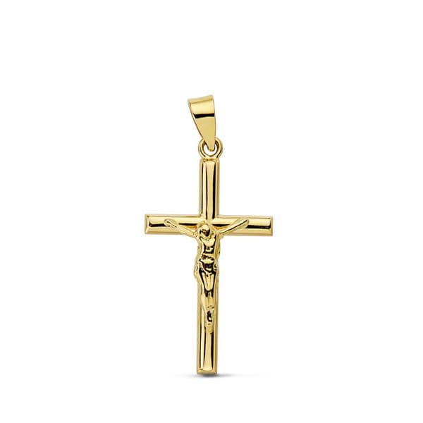 18K Round Cross With Christ 21x13 mm