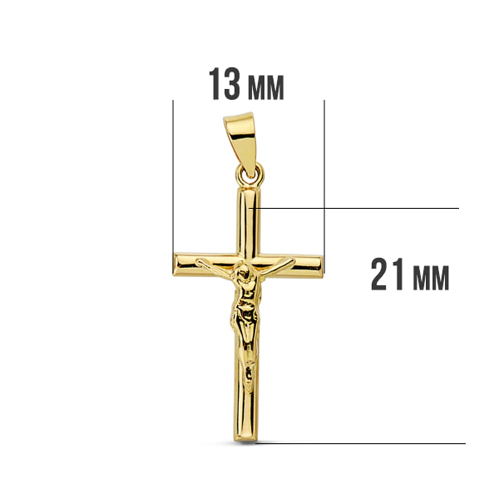 18K Round Cross With Christ 21x13 mm