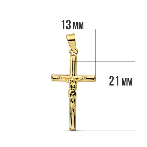 18K Cross With Christ Round 21x13 mm