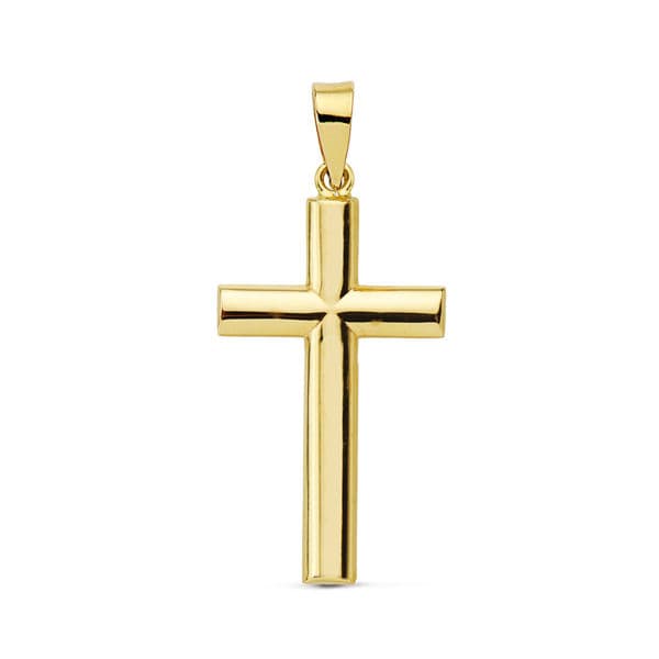 18K Smooth Cross Oval Stick. 25x15 mm