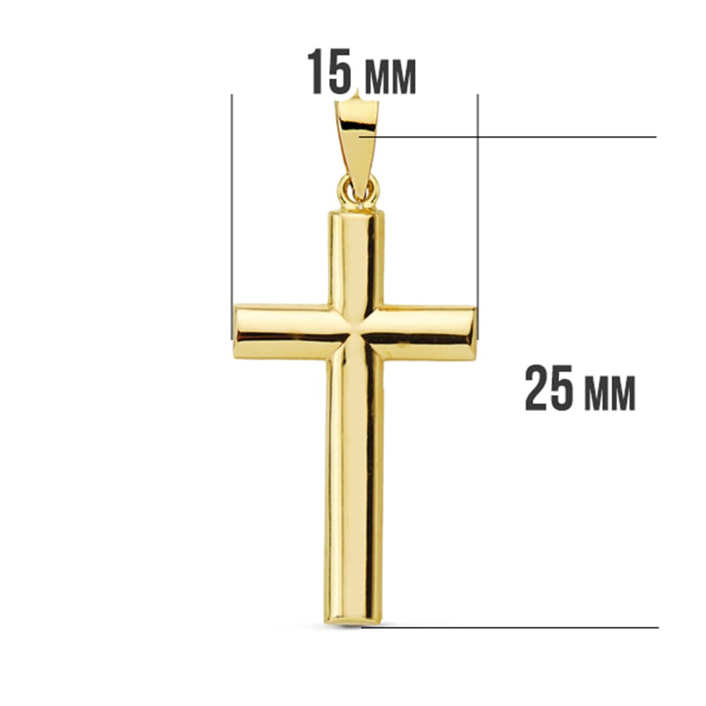 18K Smooth Cross Oval Stick. 25x15 mm