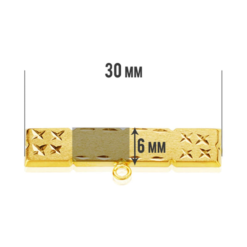 18K Alfiler Oro Amarillo Tallado 30X6 mm