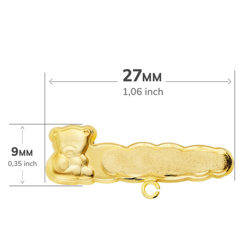 18K Yellow Gold Carved Bear Pin 27X9 mm