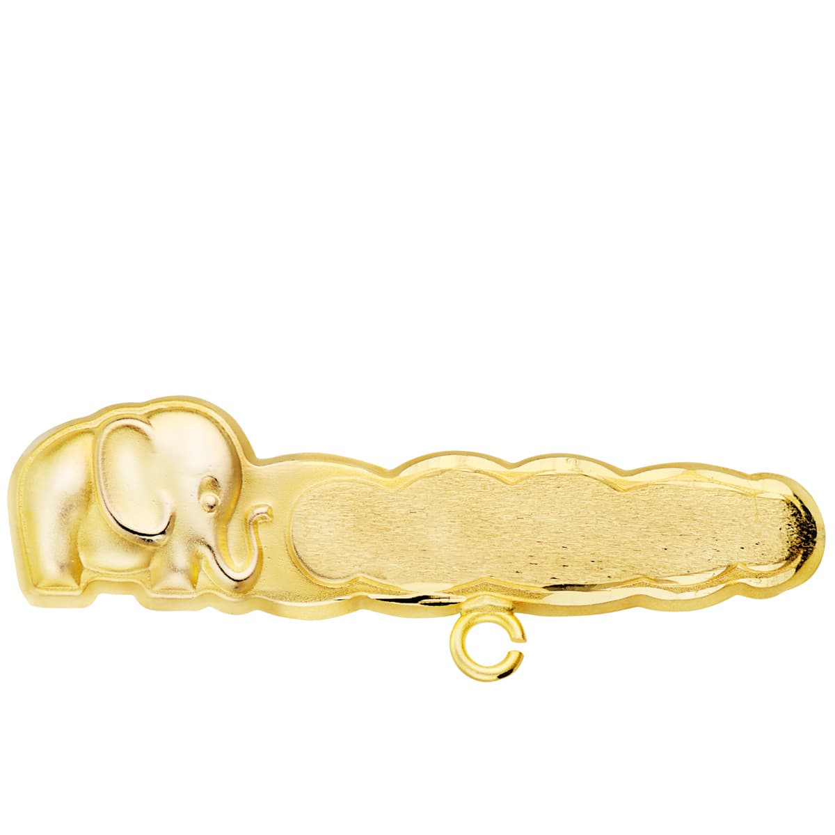 18K Yellow Gold Carved Elephant Pin. 30X8 mm