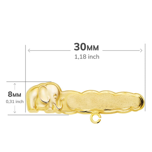 18K Yellow Gold Carved Elephant Pin. 30X8mm