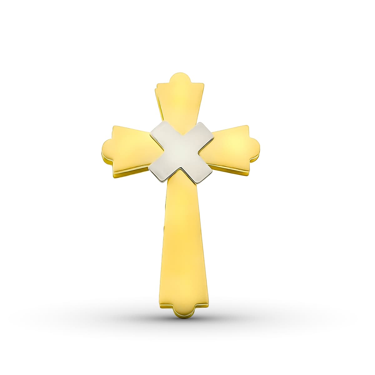 18Km Gold Cross Bicolor 22x14 mm