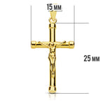 18K Cross Christ Round Stick 28x15x2 mm