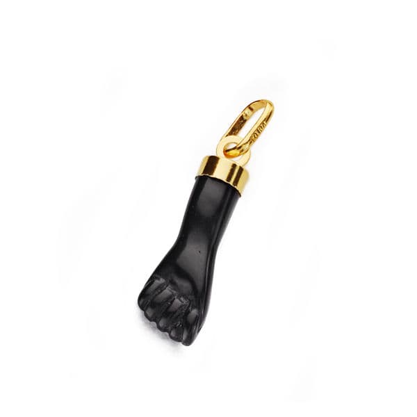 Pendentif Figue Poing Main Moyen 18K Noir de jais 19x6 mm