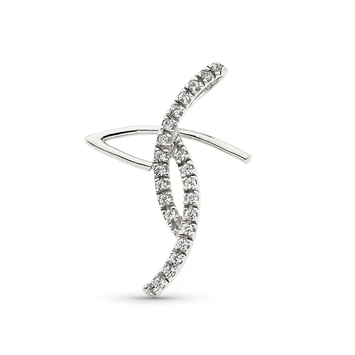 18K White Gold Cross and Zirconia 31x10 mm