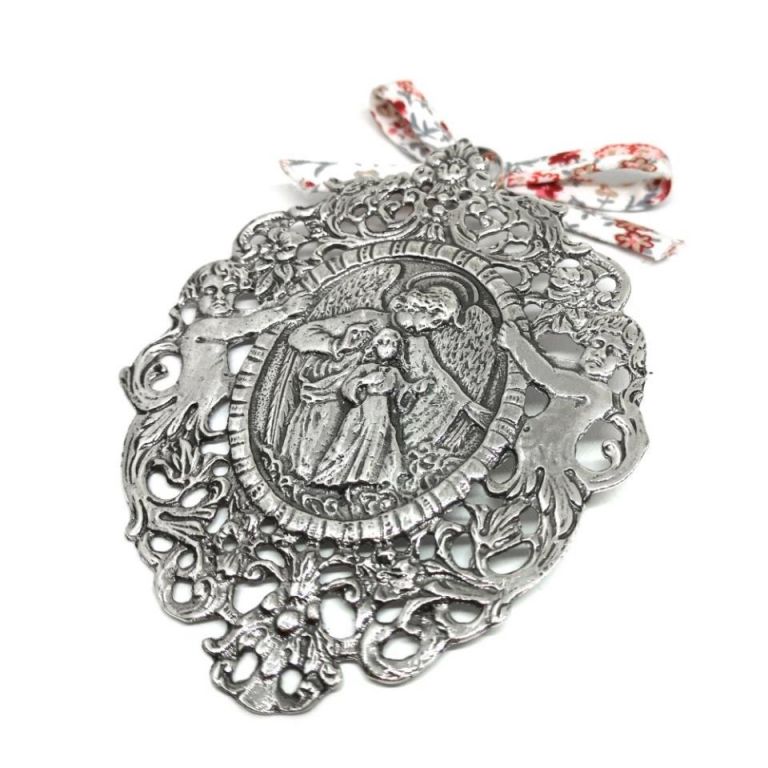 Silver Crib Medal Large Angel 
