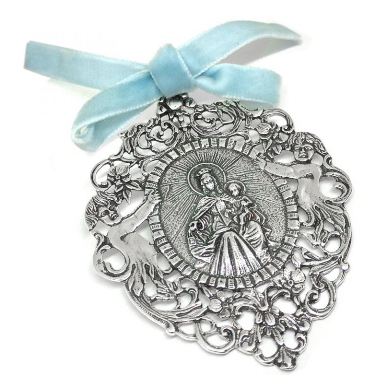 Silver Virgin of Carmen Crib Medal 