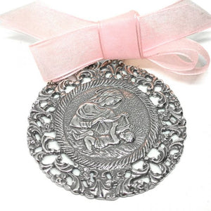 Silver Virgin Mary Crib Medal 