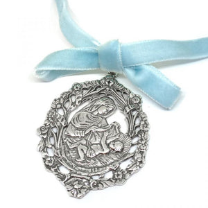 Silver Openwork Virgin Mary Cradle Medal 