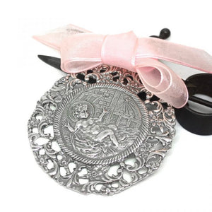 Silver Crib Medal Child Among Straws 