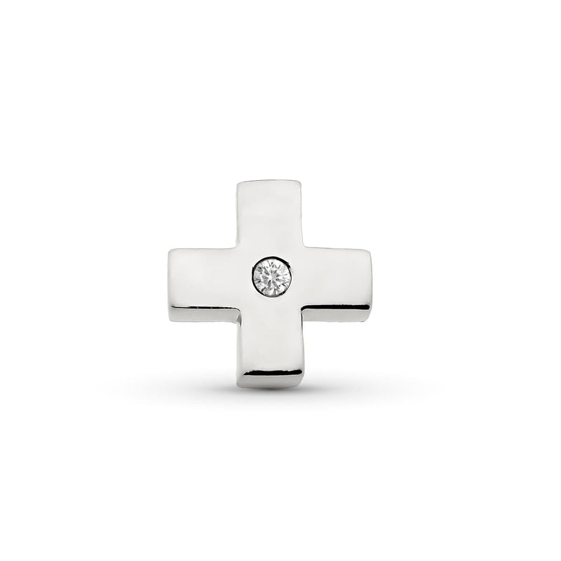 18K Cruz Oro Blanco Hueca Oro Blanco 15x15 mm