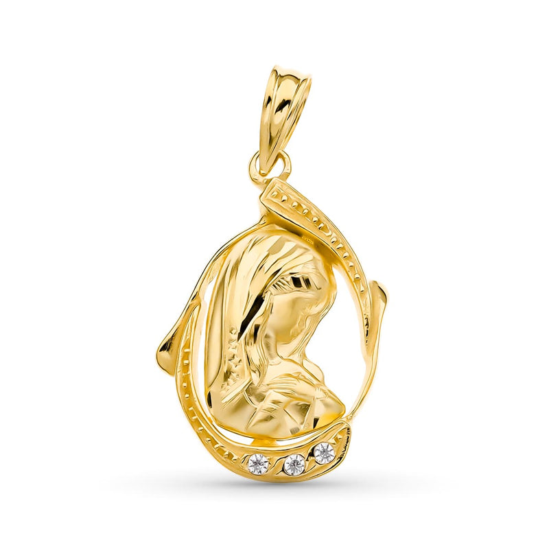 18K Medalla Oro Amarillo Virgen Niña 22x15 mm