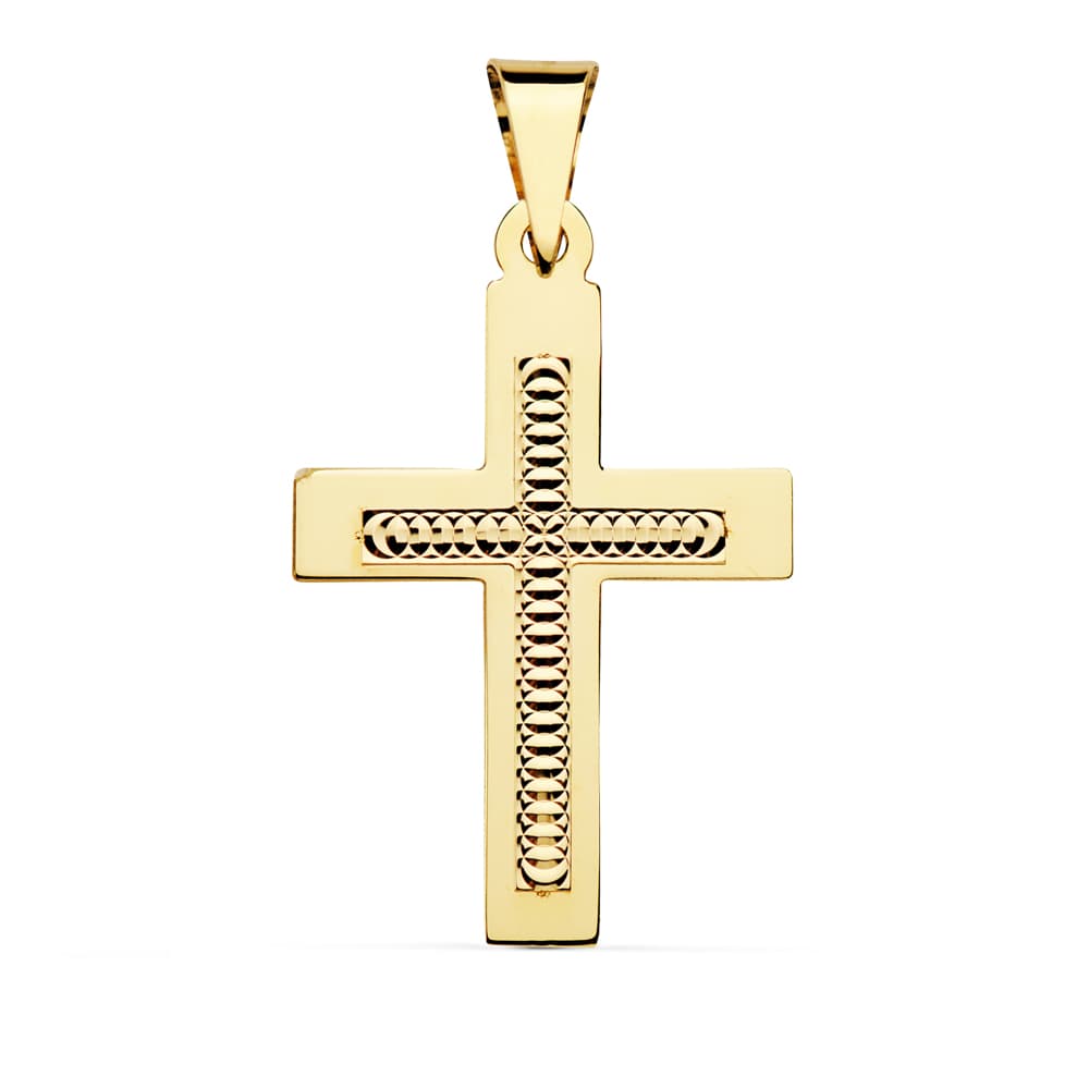 18K Carved Cross 34x22 mm