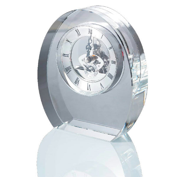 Reloj de sobremesa de cristal con maquinaria esqueleto