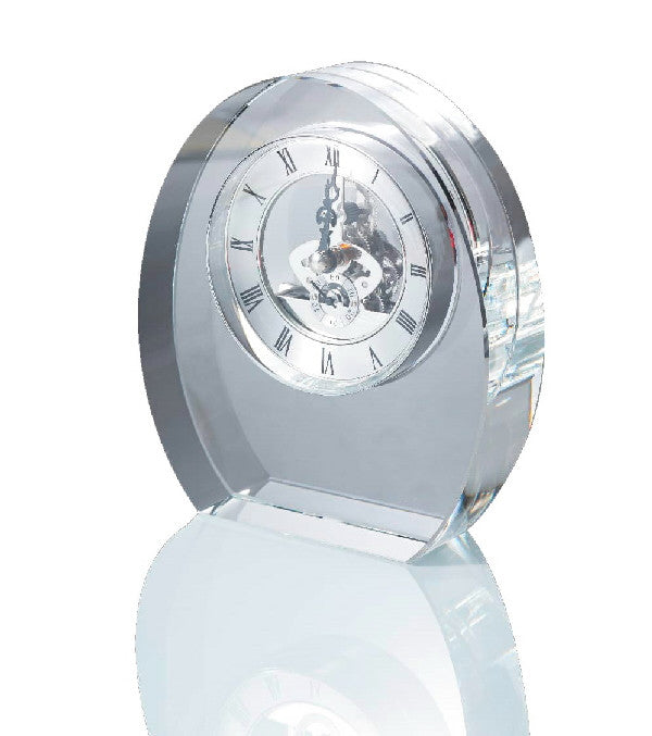 Reloj de sobremesa de cristal con maquinaria esqueleto
