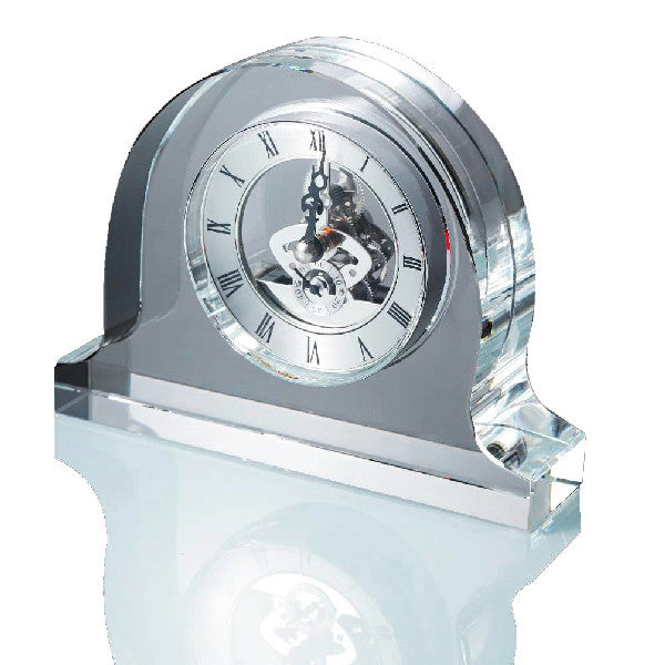 Reloj de sobremesa de cristal con maquinaria esqueleto