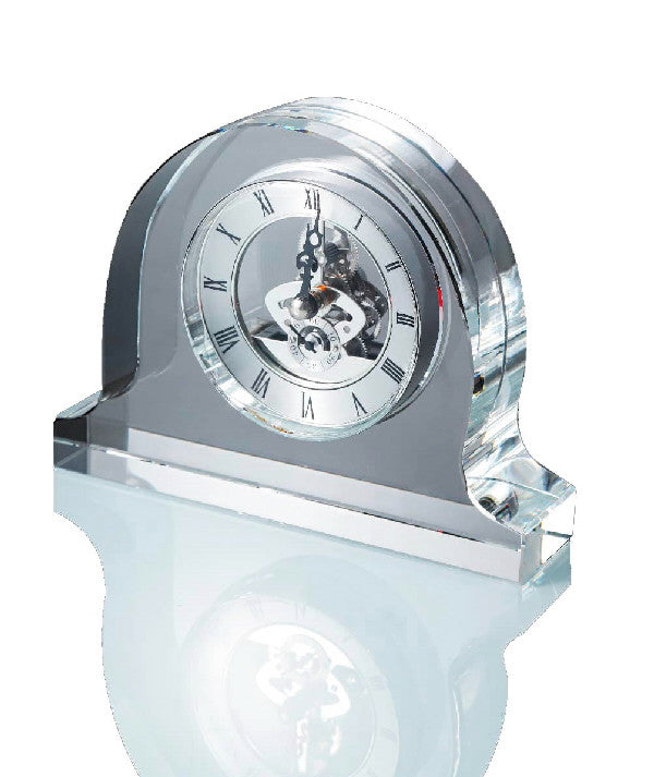Reloj de sobremesa de cristal con maquinaria esqueleto