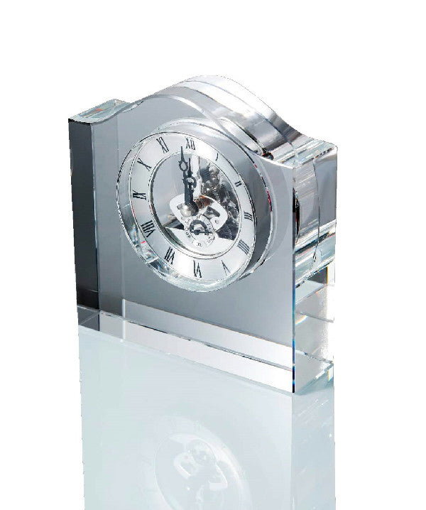 Reloj de sobremesa de cristal con maquinaria esqueleto