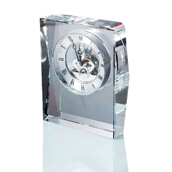 Reloj de sobremesa de cristal con maquinaria esqueleto