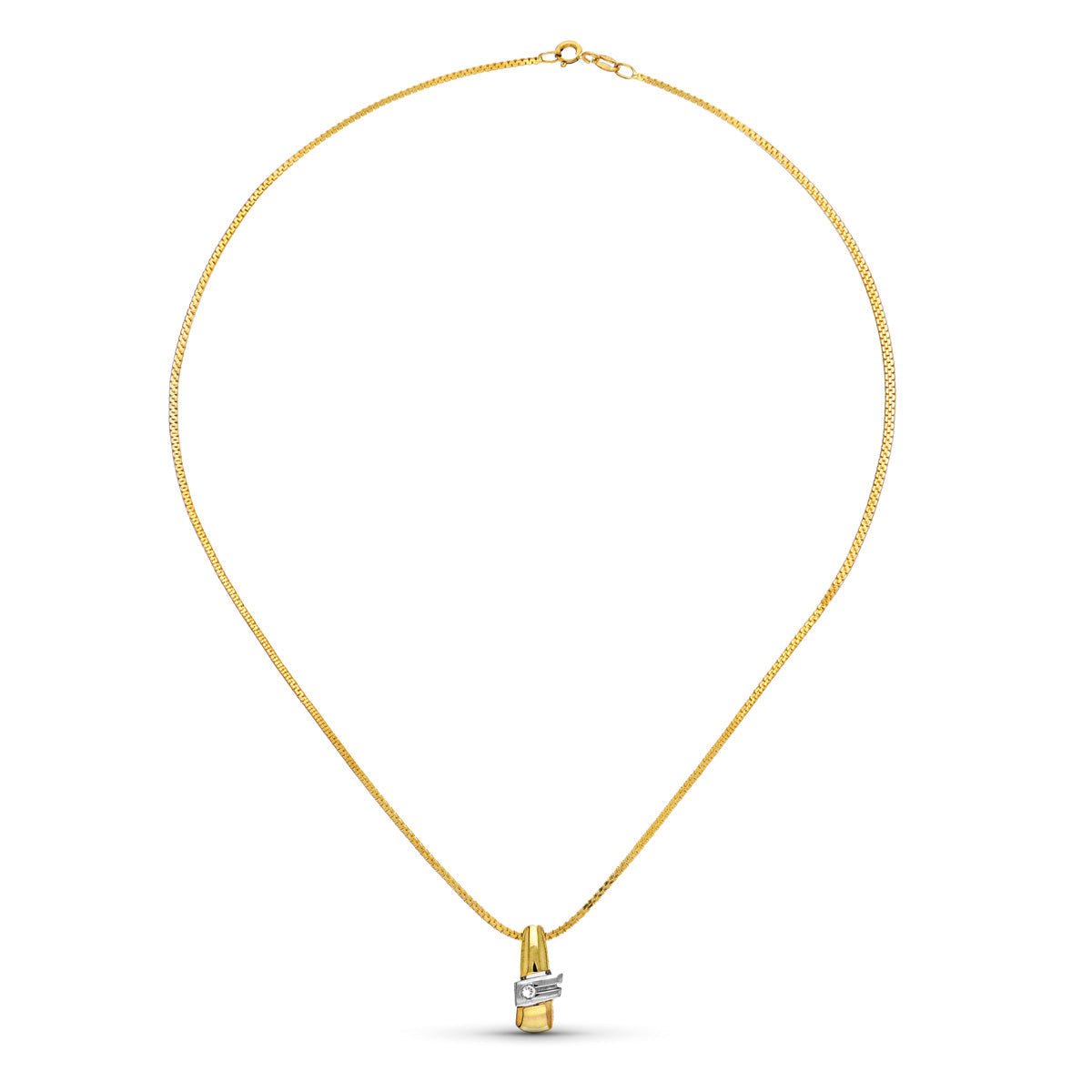 18K Yellow Gold Brilliant Pendant 16x7 mm 0.04 Qts. Chain 40