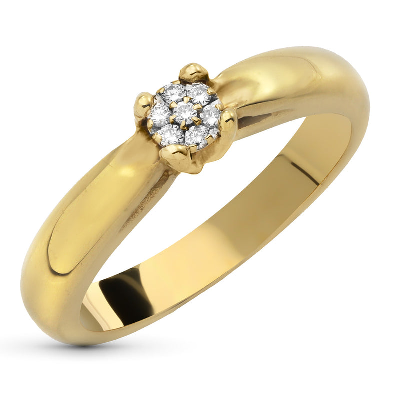 18K Sortija Oro Amarillo Cuajo Diamantes Talla Brillante 0.05 Qts.
