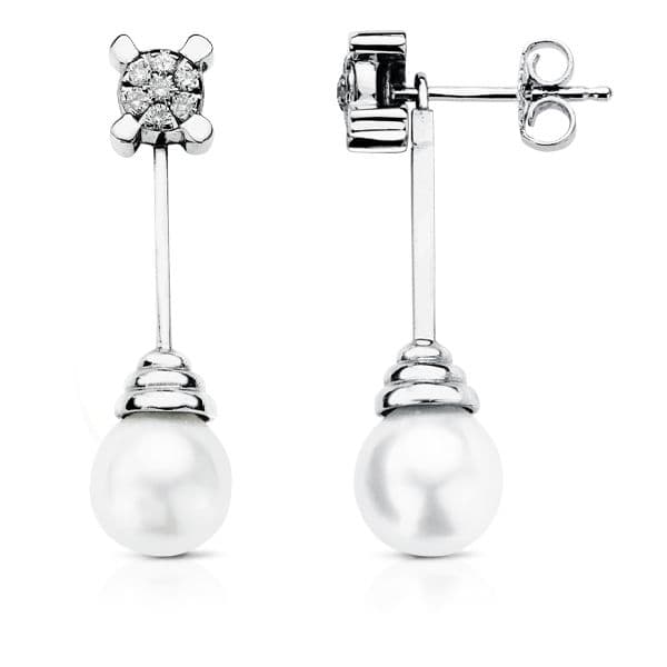 18K Earrings White Gold Australian 0.25 Qts. 30x9 mm