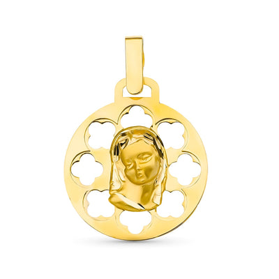 18K Yellow Gold Medal Virgin Girl Openwork 18 mm