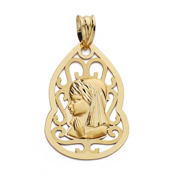 18K Medalla Virgen Niña 27x18 mm