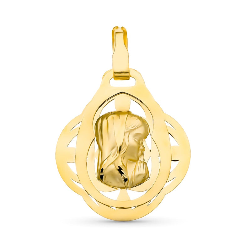 18K Yellow Gold Medal Virgin Girl 22x19 mm