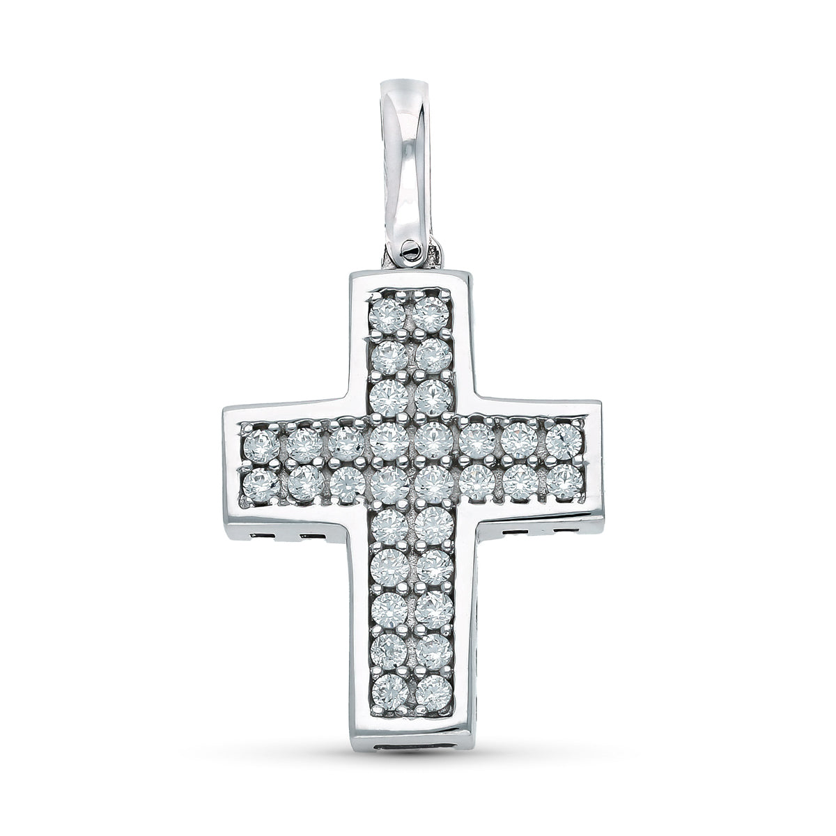 18K Hollow Cross Cubic Zirconia 22x16 mm 3.35 Gr