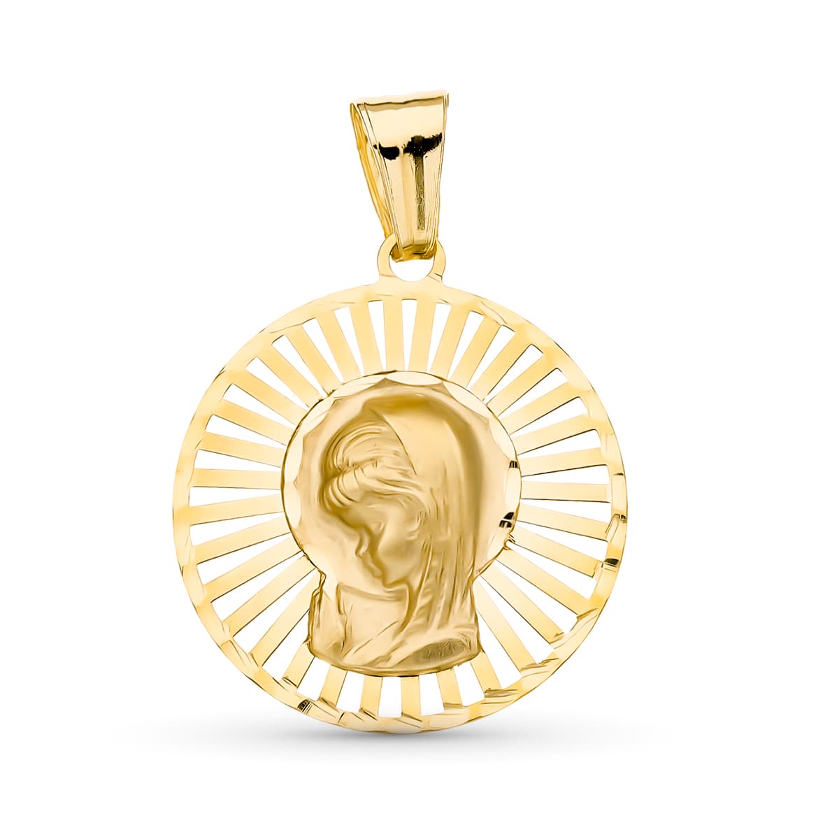 18K Yellow Gold Medal Virgin Girl 22x20 mm