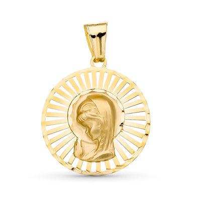 18K Yellow Gold Medal Virgin Girl 22x20 mm