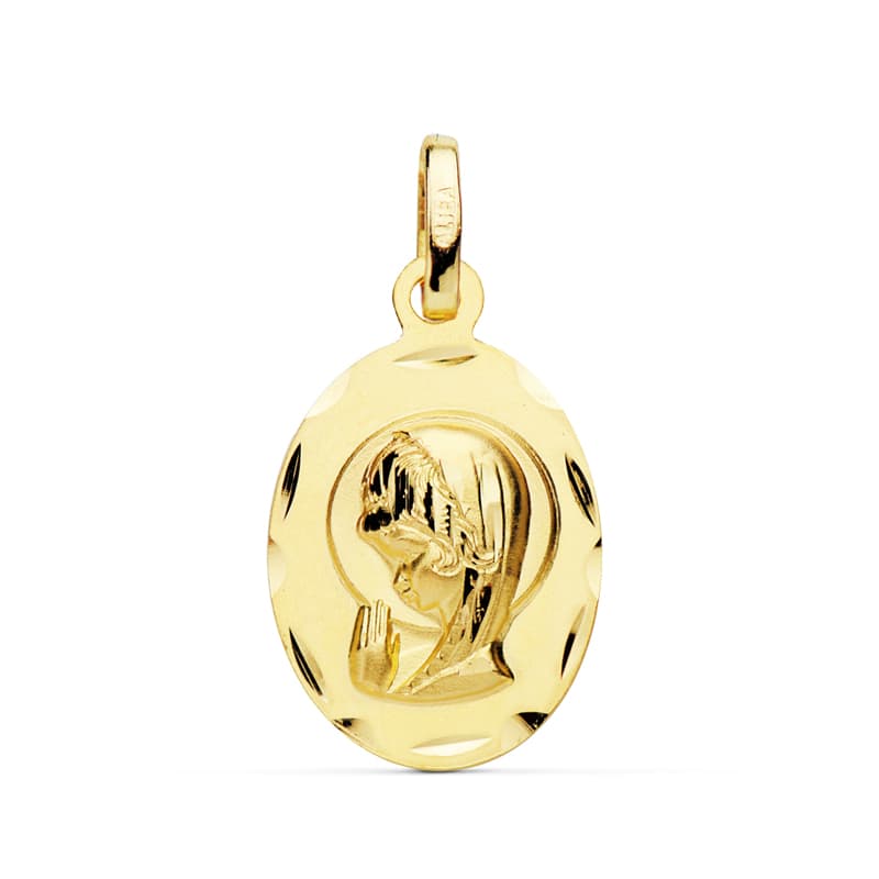18K Virgin Girl Oval Medal 19x12 mm