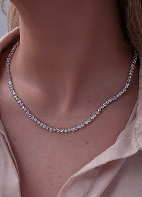 Rivière Style Party Necklaces with Round Cut Zirconia